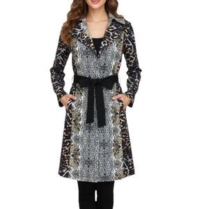 Petit Pois Couture NWT Multi Color Animal Print Semi-Sheer Duster Coat Top Sz L